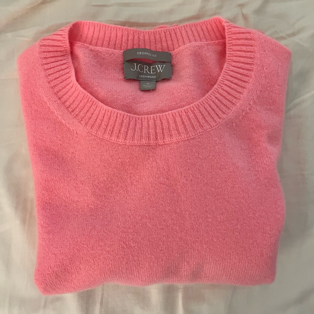 J. Crew Pink Cropped Cashmere Sweater
